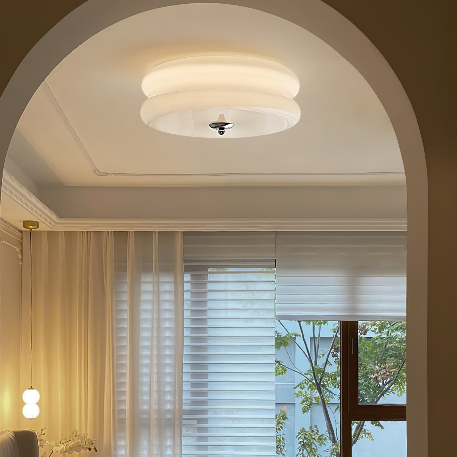 Art Deco Vintage Ceiling Light with White Glass Shades – Available in Gold or Chrome 2