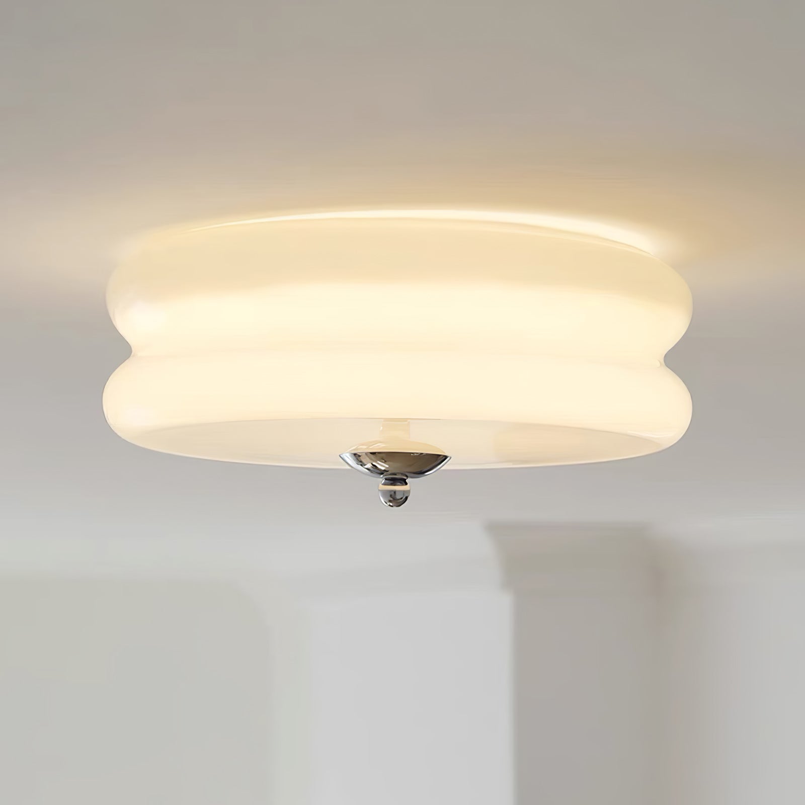 Art Deco Vintage Ceiling Light with White Glass Shades – Available in Gold or Chrome 4
