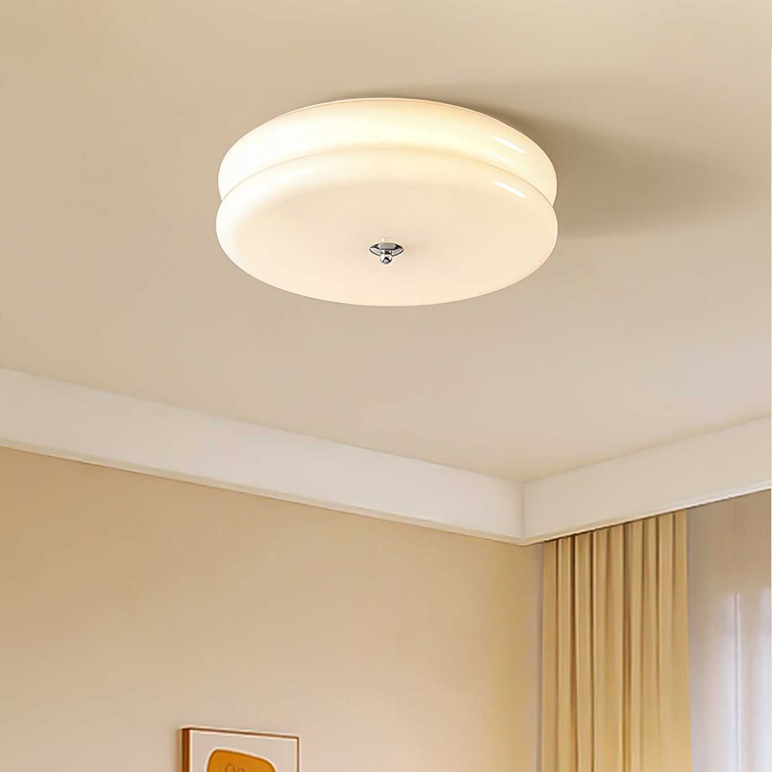 Art Deco Vintage Ceiling Light with White Glass Shades – Available in Gold or Chrome 5