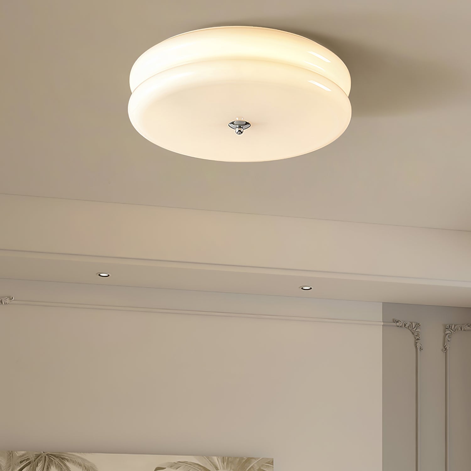Art Deco Vintage Ceiling Light with White Glass Shades – Available in Gold or Chrome 6