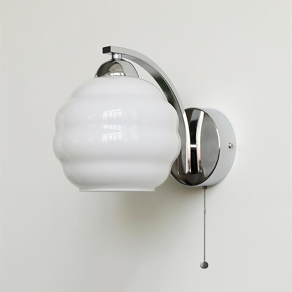Art Deco White Glass LED Wall Sconce Gold Metal Finish 10