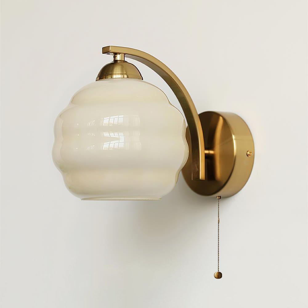 Art Deco White Glass LED Wall Sconce Gold Metal Finish 11
