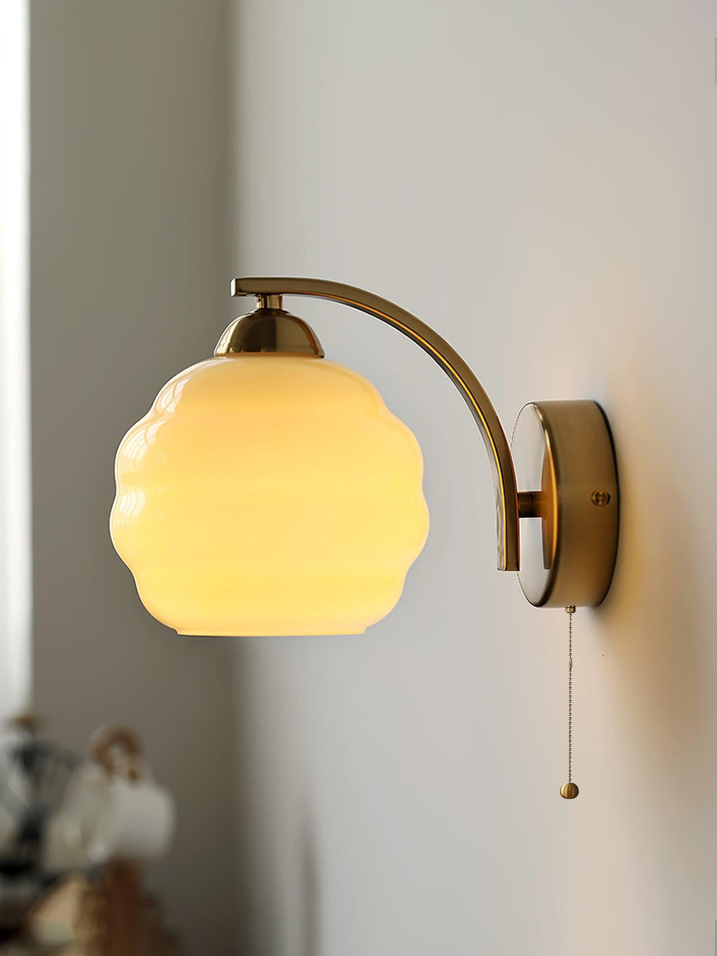 Art Deco White Glass LED Wall Sconce Gold Metal Finish 2