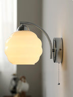 Art Deco White Glass LED Wall Sconce Gold Metal Finish 3