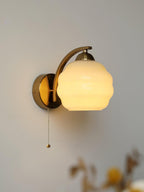 Art Deco White Glass LED Wall Sconce Gold Metal Finish 4