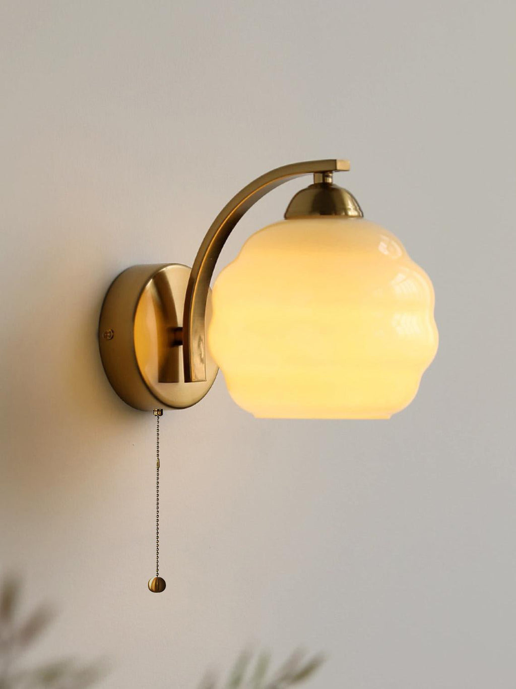 Art Deco White Glass LED Wall Sconce Gold Metal Finish 5