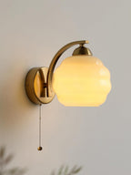 Art Deco White Glass LED Wall Sconce Gold Metal Finish 5