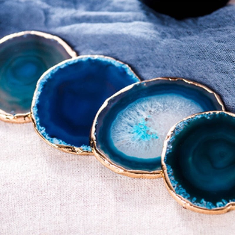 Artistic Blue Agate Drinking Coasters Accents 3