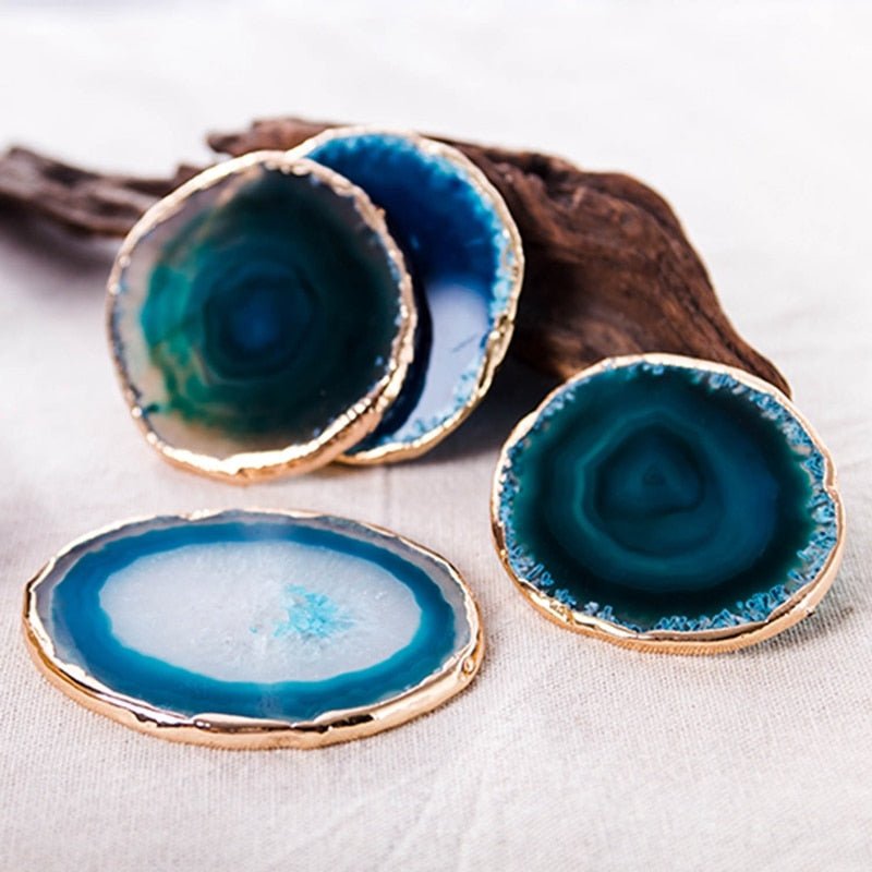 Artistic Blue Agate Drinking Coasters Accents 4