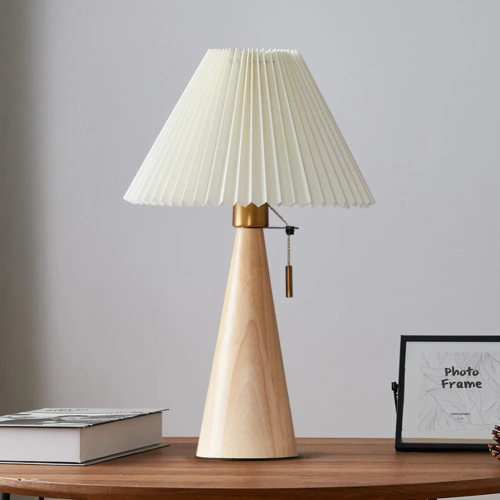 Astoria Bedside Lamp with Wooden Base and Fabric Shade – Stylish Nightstand Table Lamp for Reading and Ambient Lighting 0