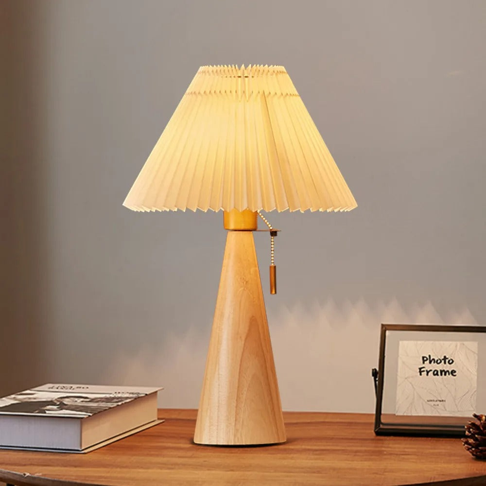 Astoria Bedside Lamp with Wooden Base and Fabric Shade – Stylish Nightstand Table Lamp for Reading and Ambient Lighting 2