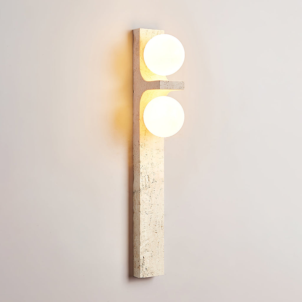 Asymmetrical Yellow Travertine LED Wall Sconce Light 0