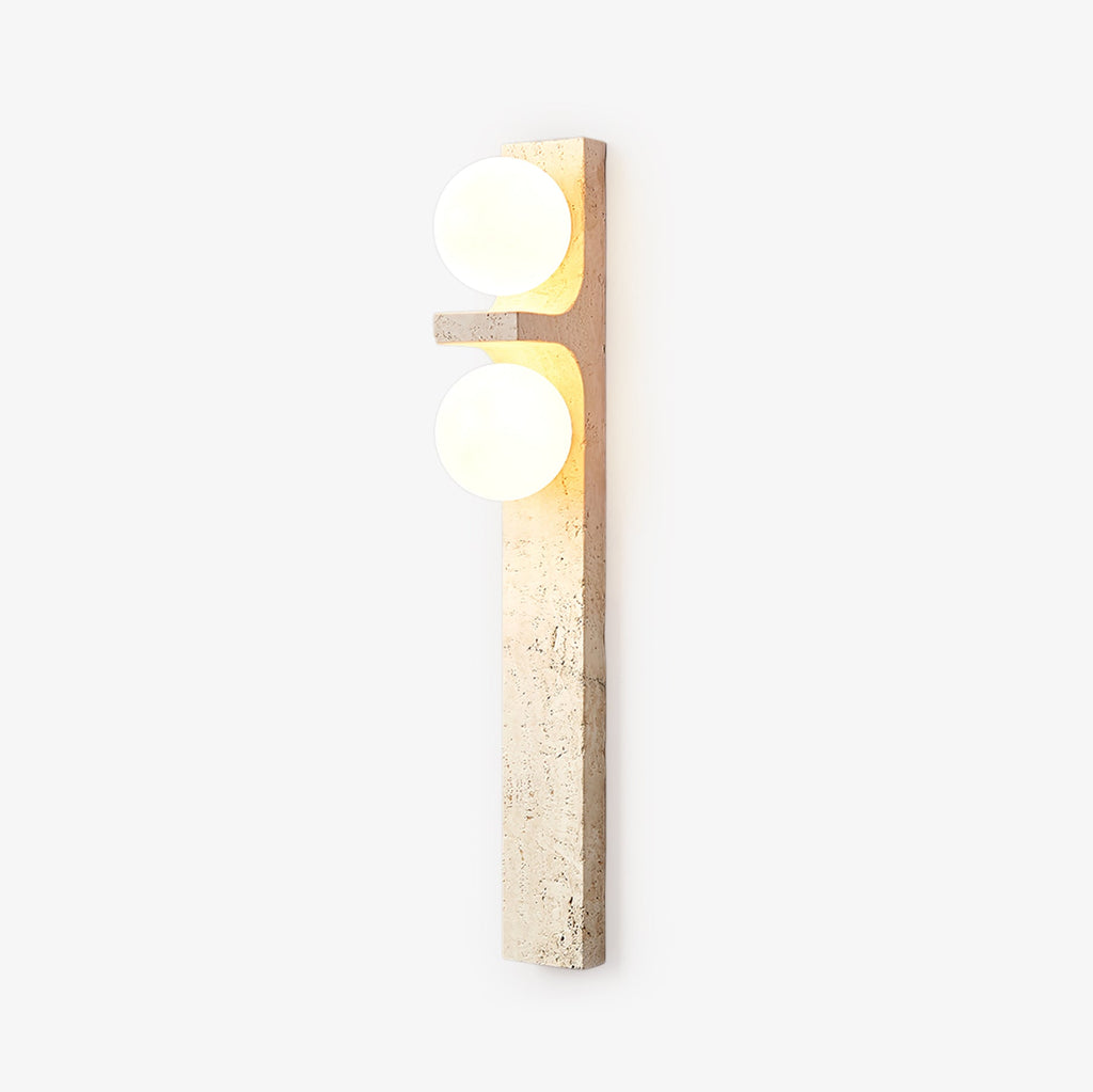 Asymmetrical Yellow Travertine LED Wall Sconce Light 1