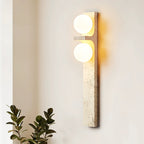 Asymmetrical Yellow Travertine LED Wall Sconce Light 2