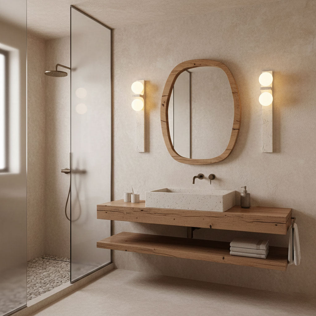 Asymmetrical Yellow Travertine LED Wall Sconce Light 4