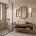 Asymmetrical Yellow Travertine LED Wall Sconce Light 4