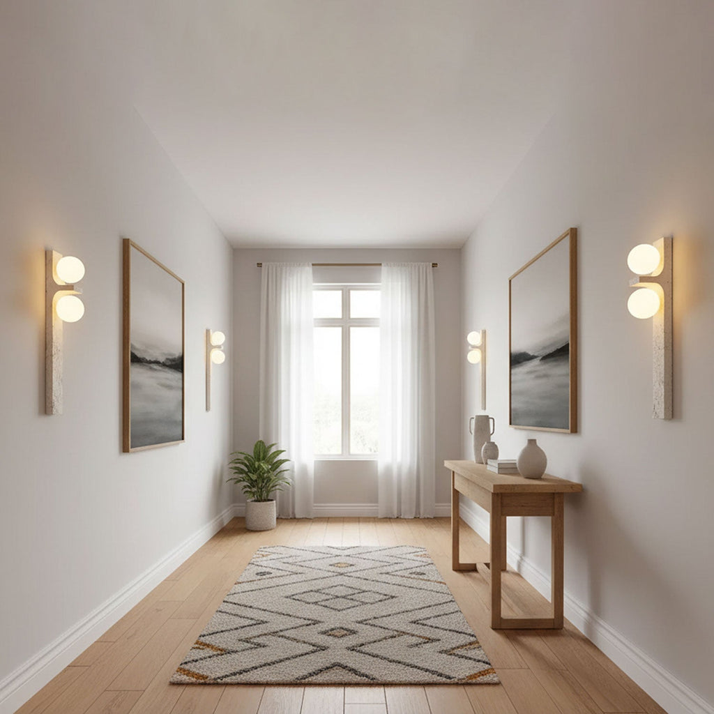 Asymmetrical Yellow Travertine LED Wall Sconce Light 7