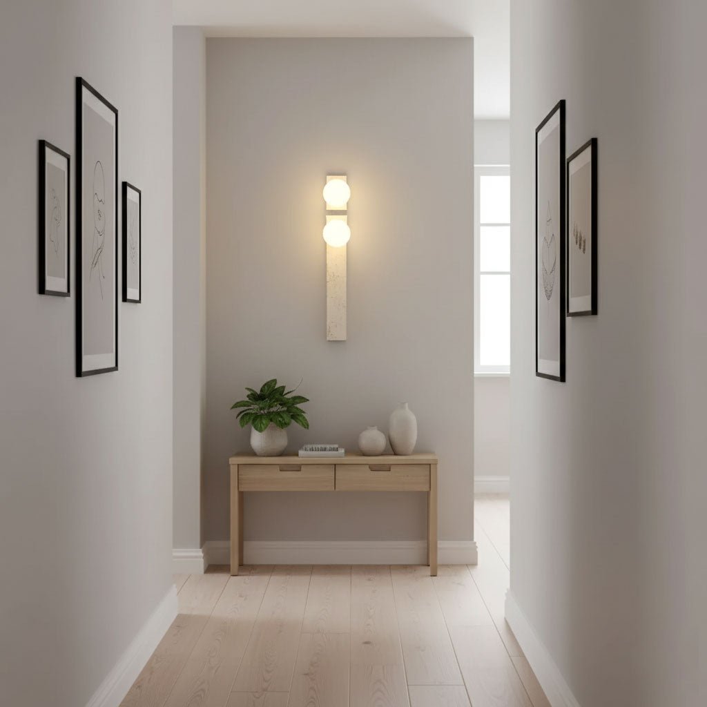 Asymmetrical Yellow Travertine LED Wall Sconce Light 8