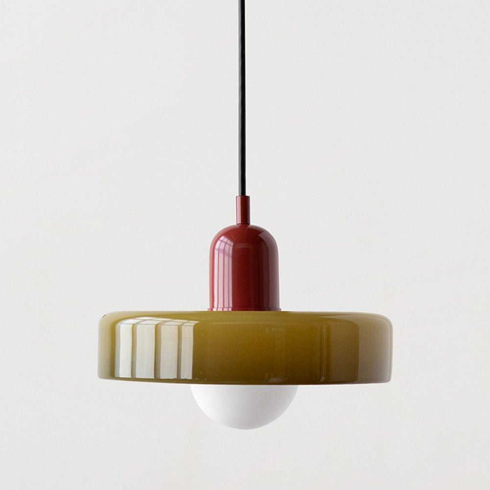 Bauhaus Glass Pendant Light – Modern Stained Hanging Lamp for Kitchen and Dining Decor, Adjustable Height, 110V-220V 0