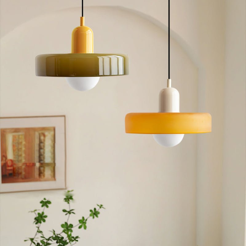 Bauhaus Glass Pendant Light – Modern Stained Hanging Lamp for Kitchen and Dining Decor, Adjustable Height, 110V-220V 22