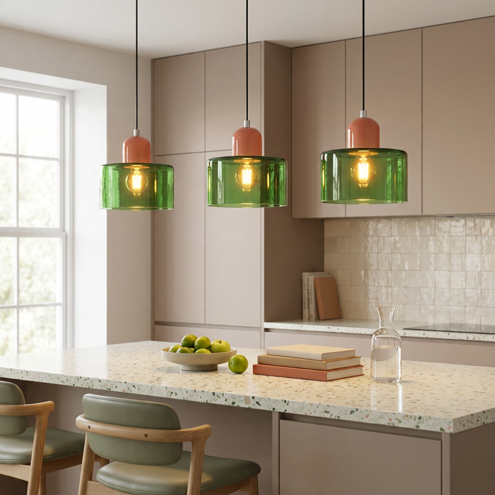 Bauhaus Pendant Light Colorful Glass Adjustable Height 992