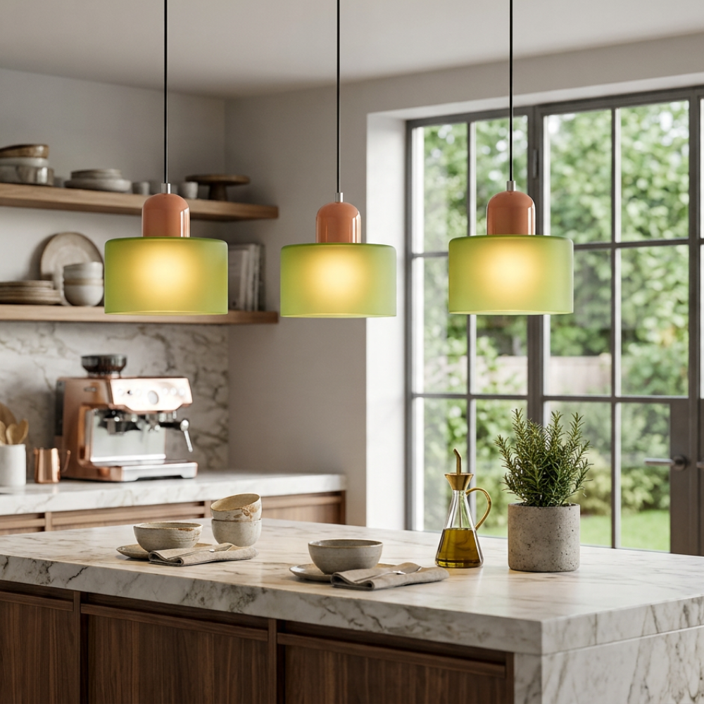 Bauhaus Pendant Light Colorful Glass Adjustable Height 997