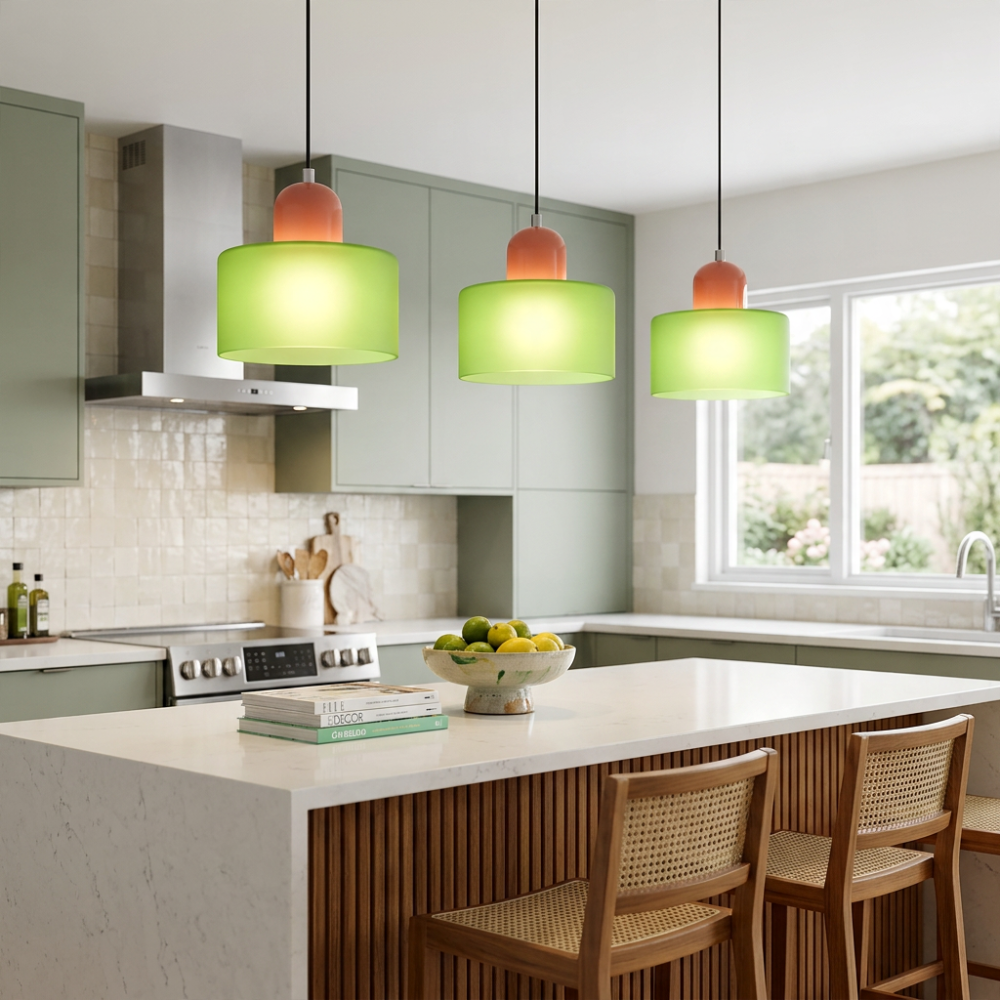 Bauhaus Pendant Light Colorful Glass Adjustable Height 9998