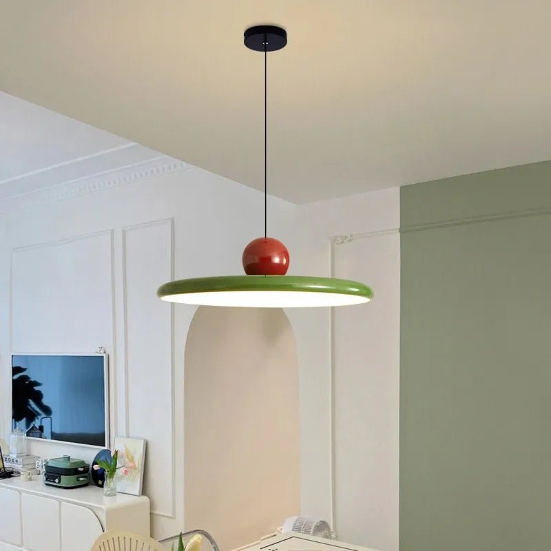 Bauhaus Style Glass Pendant Light – Cream Hanging Lamp for Kitchen and Modern Decor, LED Design, Unique Flying Dish Shape 2