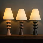 Bedside Table Lamp with Wooden Base Fabric Shade 4