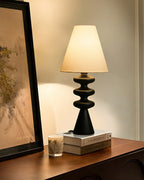 Bedside Table Lamp with Wooden Base Fabric Shade 5