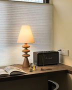 Bedside Table Lamp with Wooden Base Fabric Shade 6