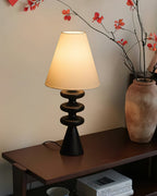 Bedside Table Lamp with Wooden Base Fabric Shade 7