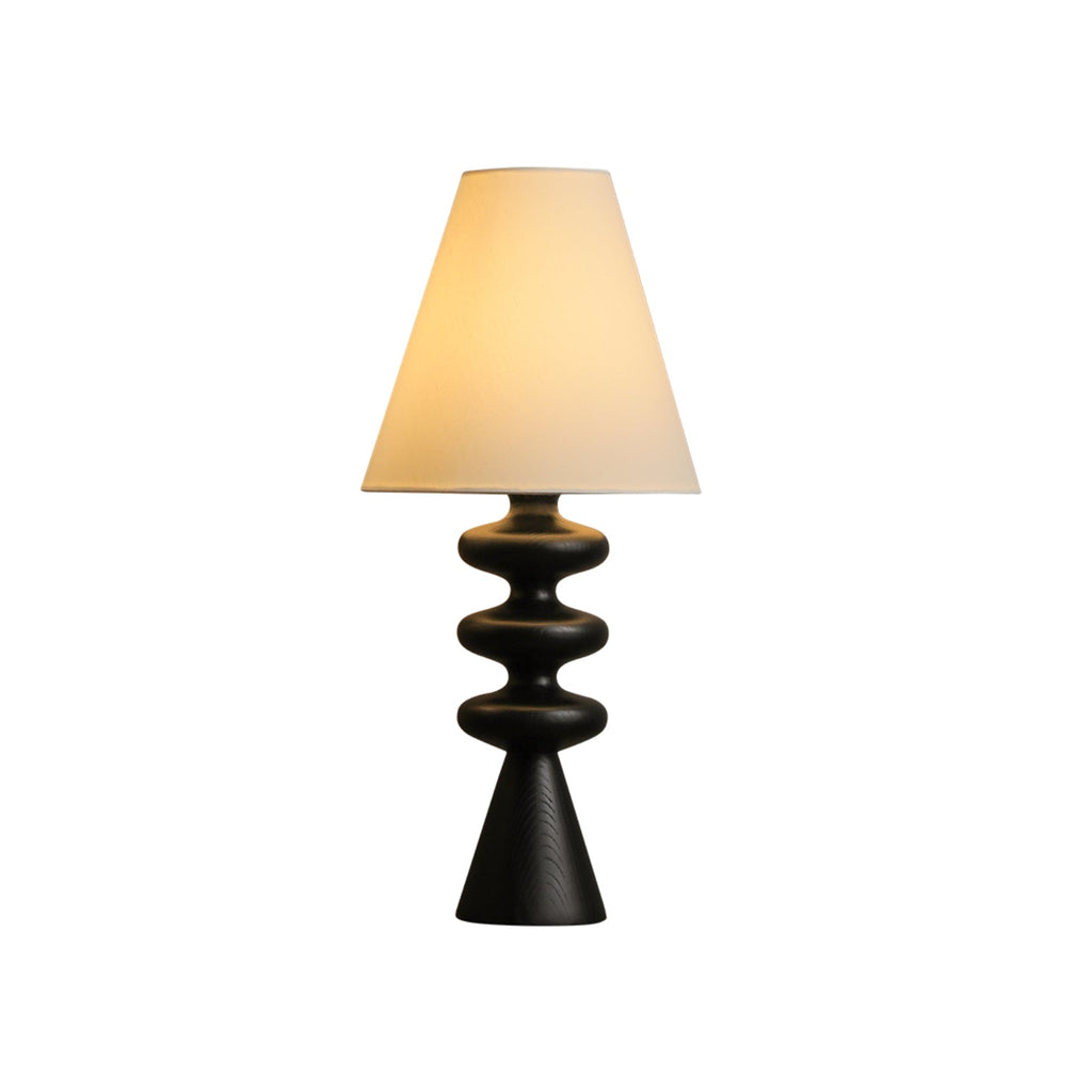 Bedside Table Lamp with Wooden Base Fabric Shade 9