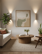 Beige Travertine Wall Sconce Light with Walnut Base for Bathroom 8