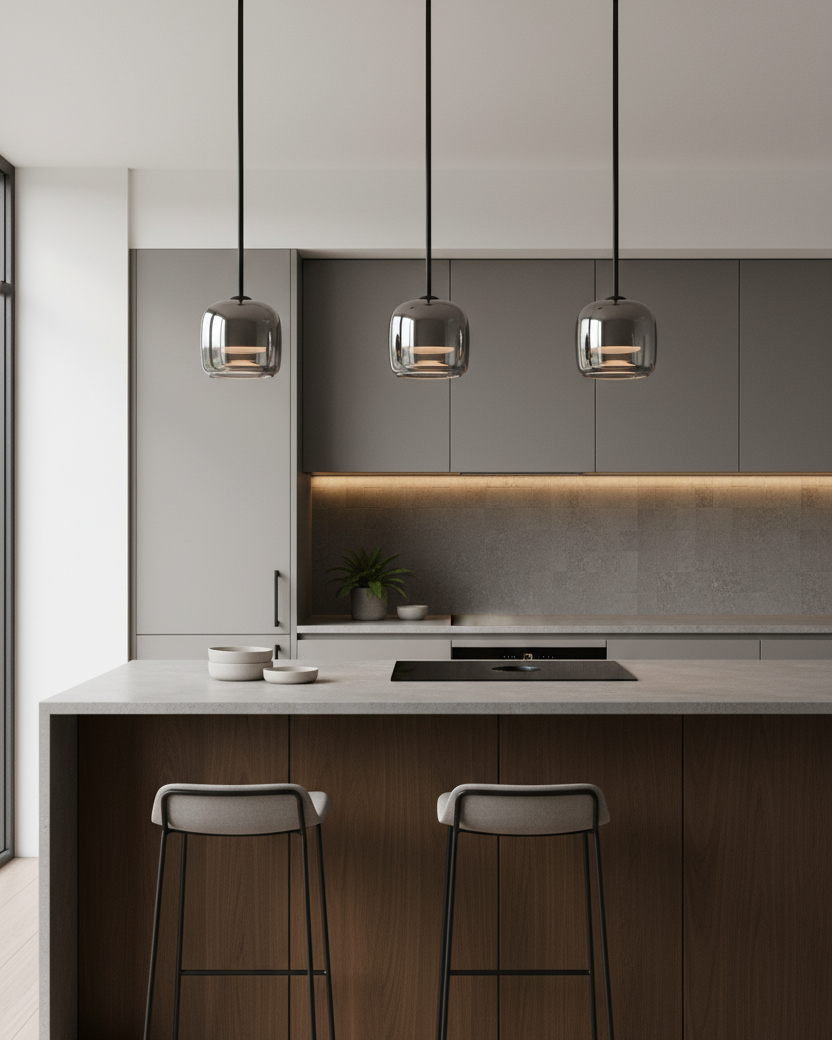 Black Glass Pendant Lighting Fixture for Modern Kitchens – 16cm 3