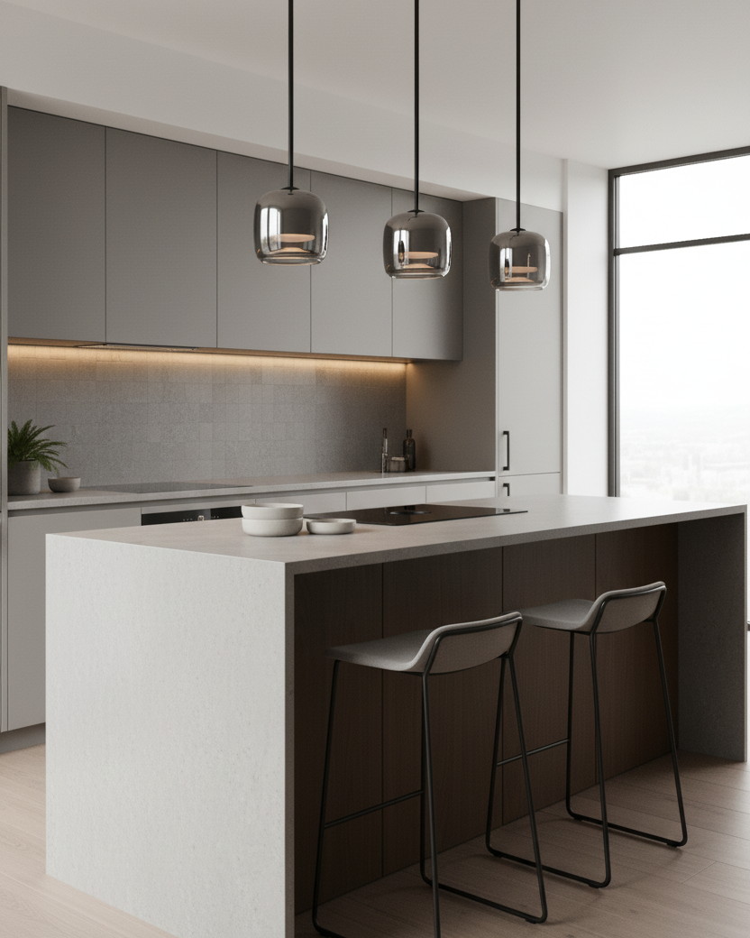 Black Glass Pendant Lighting Fixture for Modern Kitchens – 16cm 6