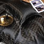 Black Jacquard King Size Duvet Cover Set - 4 or 6 Piece Cotton Bedding Set 1