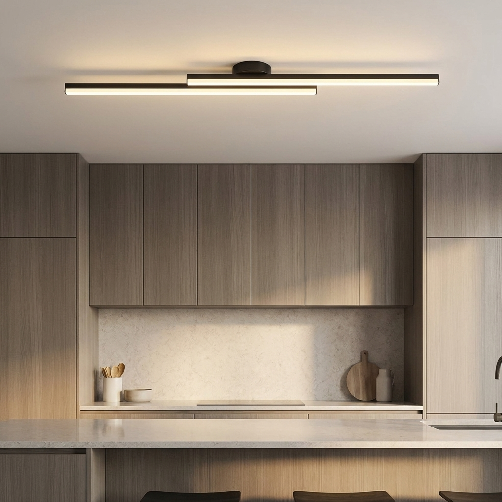 Black Metal LED Flush Mount Ceiling Light Dual Strip Adjustable Color Temperature Kitchen Hallway Home Decor - Stack & Clear 1
