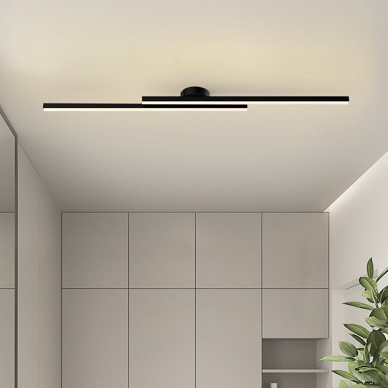Black Metal LED Flush Mount Ceiling Light Dual Strip Adjustable Color Temperature Kitchen Hallway Home Decor - Stack & Clear 4