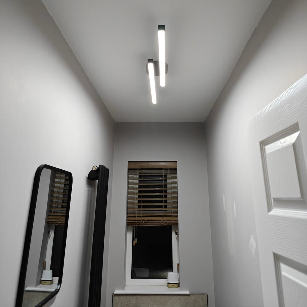 Black Metal LED Flush Mount Ceiling Light Dual Strip Adjustable Color Temperature Kitchen Hallway Home Decor - Stack & Clear 5