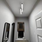 Black Metal LED Flush Mount Ceiling Light Dual Strip Adjustable Color Temperature Kitchen Hallway Home Decor - Stack & Clear 5