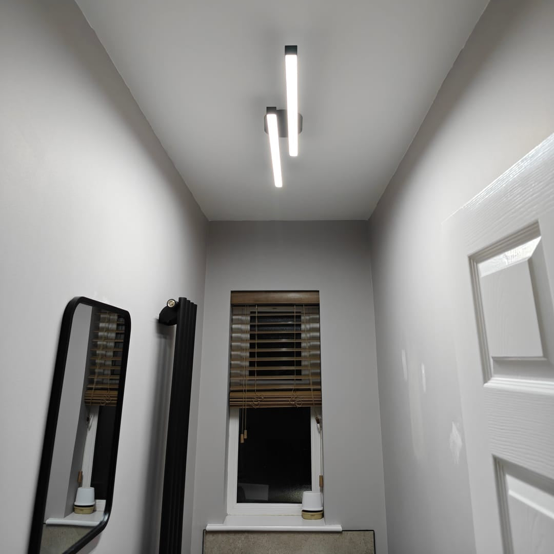 Black Metal LED Flush Mount Ceiling Light Dual Strip Adjustable Color Temperature Kitchen Hallway Home Decor - Stack & Clear 5