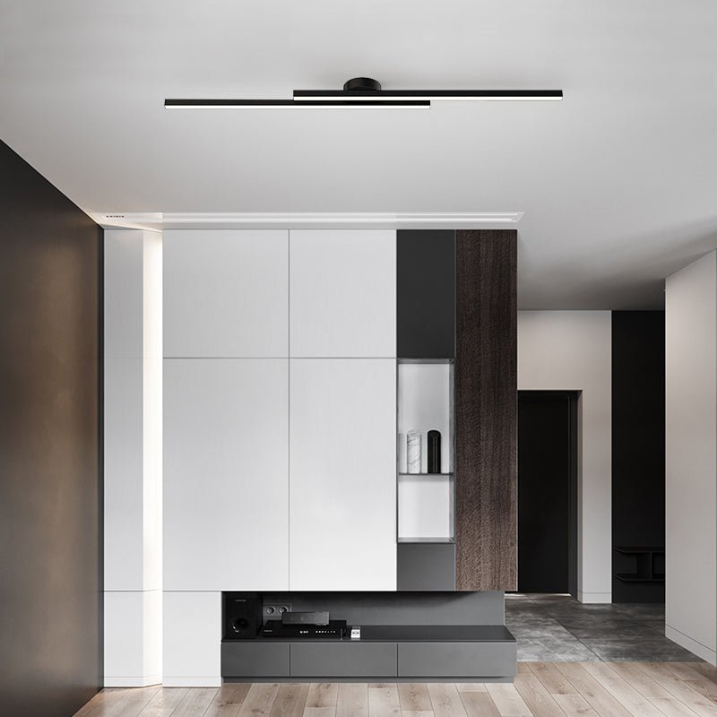 Black Metal LED Flush Mount Ceiling Light Dual Strip Adjustable Color Temperature Kitchen Hallway Home Decor - Stack & Clear 9