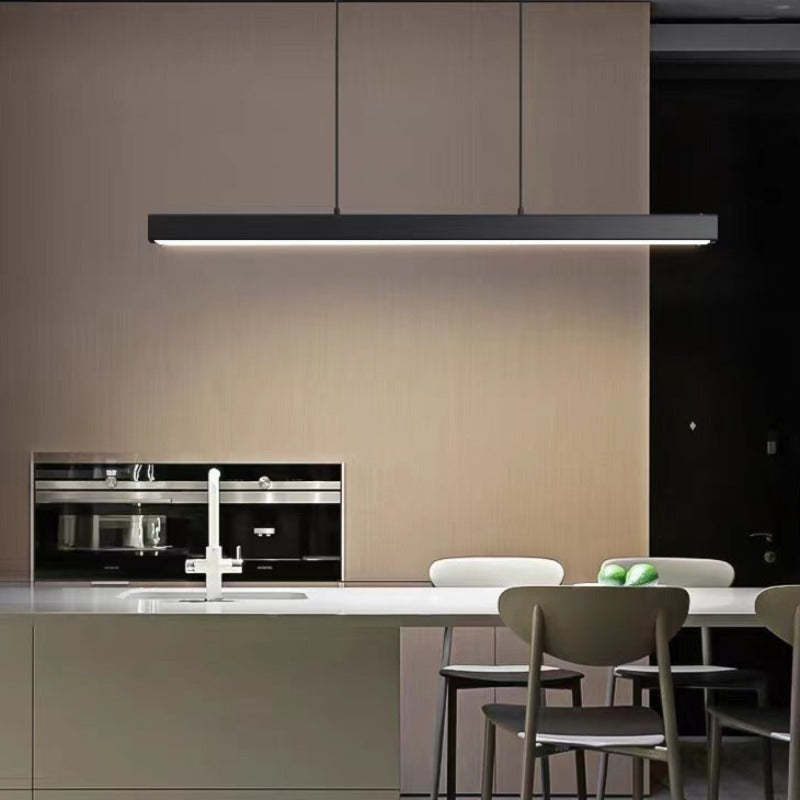 Black Metal Linear Pendant Light LED Bar Acrylic Shade Dimmable Modern Dining Room Kitchen Home Decor - Stack & Clear 10