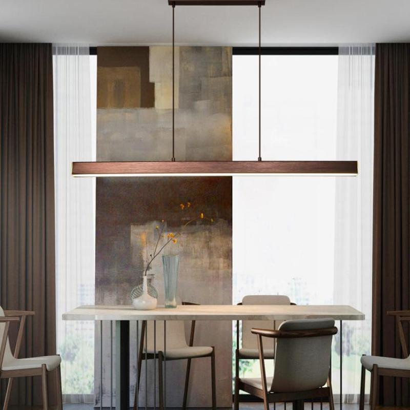 Black Metal Linear Pendant Light LED Bar Acrylic Shade Dimmable Modern Dining Room Kitchen Home Decor - Stack & Clear 14