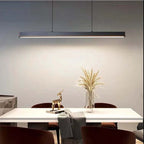 Black Metal Linear Pendant Light LED Bar Acrylic Shade Dimmable Modern Dining Room Kitchen Home Decor - Stack & Clear 5