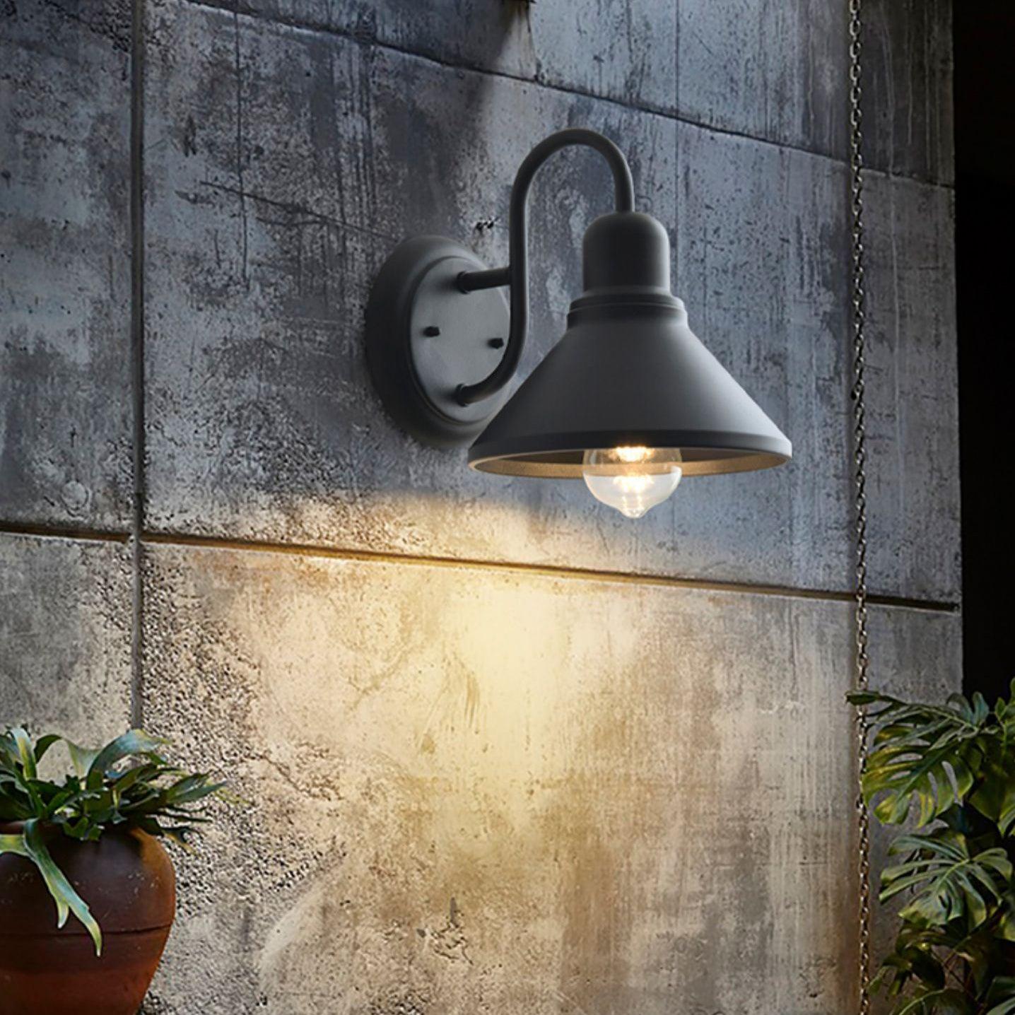 Black Metal Outdoor Wall Sconce Barn Shade Vintage Waterproof IP65 Patio Garden Home Decor - Stack & Clear 3