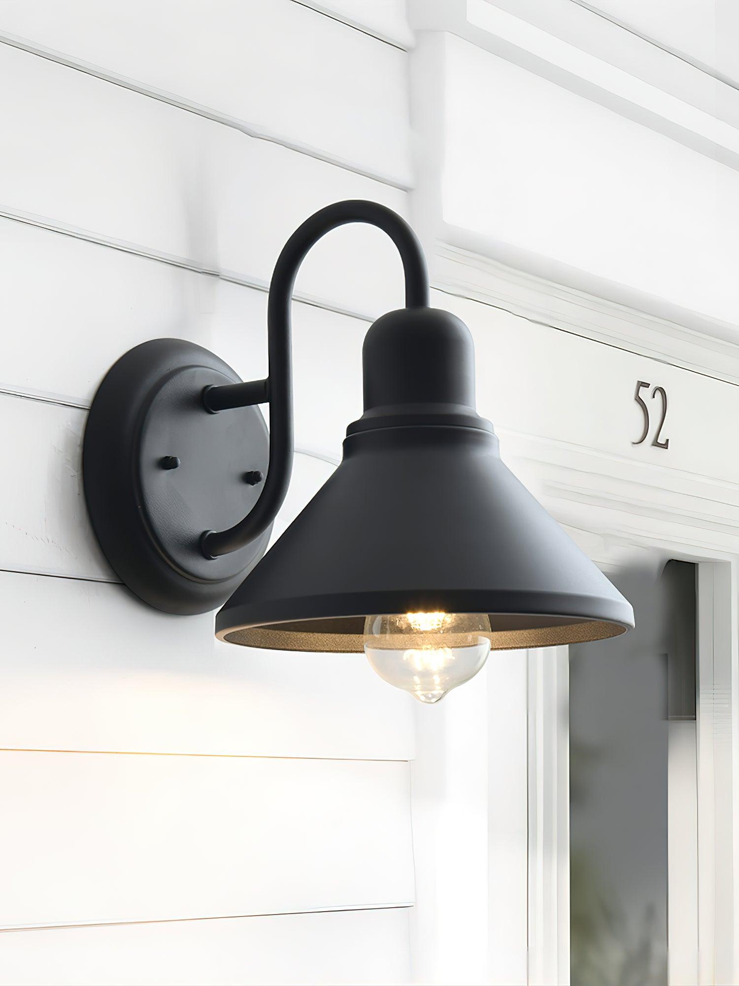 Black Metal Outdoor Wall Sconce Barn Shade Vintage Waterproof IP65 Patio Garden Home Decor - Stack & Clear 4