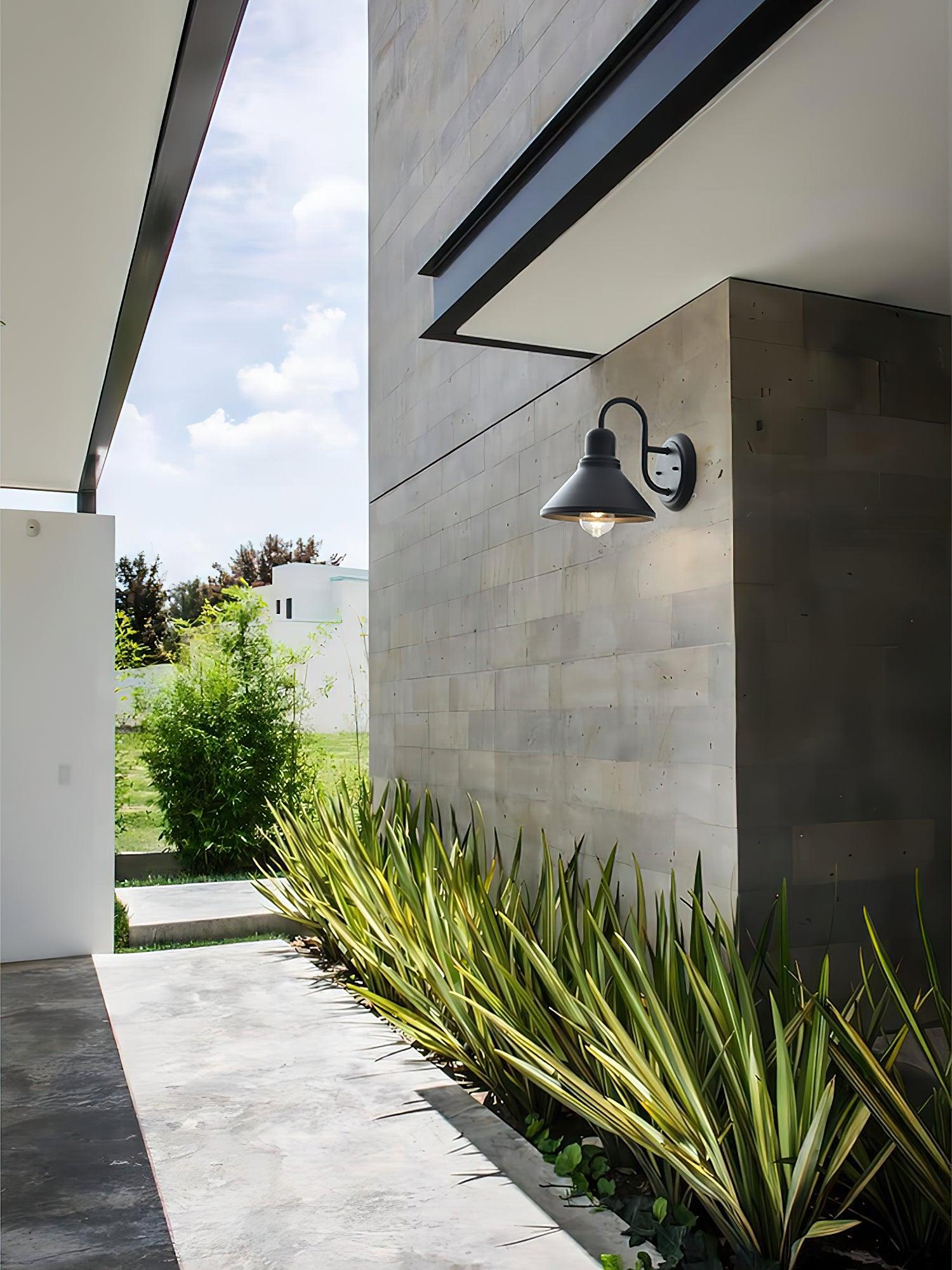 Black Metal Outdoor Wall Sconce Barn Shade Vintage Waterproof IP65 Patio Garden Home Decor - Stack & Clear 7