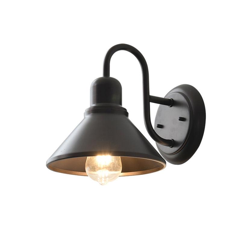 Black Metal Outdoor Wall Sconce Barn Shade Vintage Waterproof IP65 Patio Garden Home Decor - Stack & Clear 8